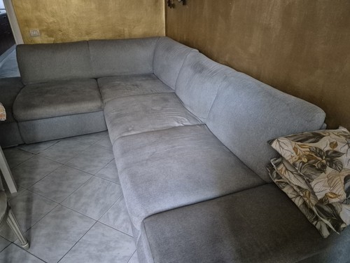 Divano angolare tessuto grigio